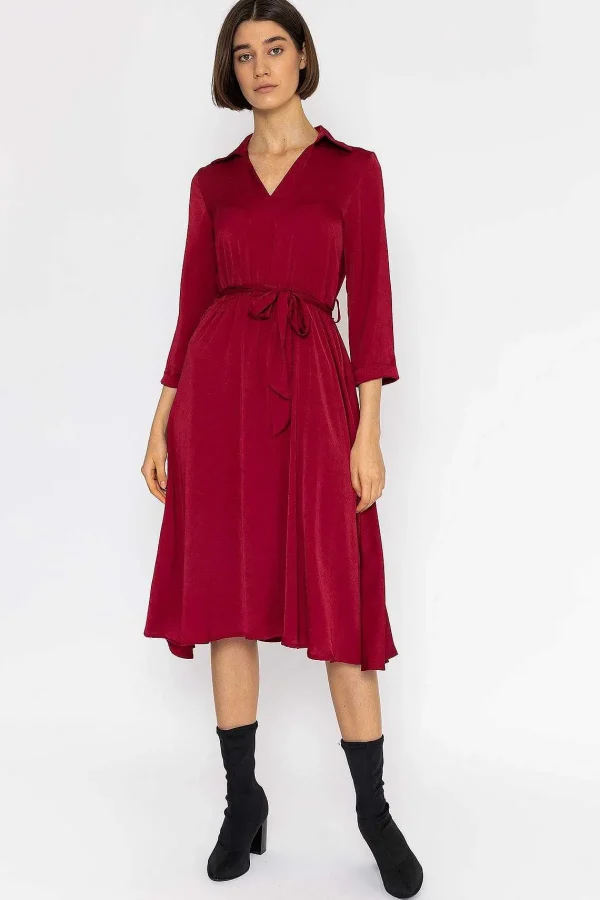 Rowen Avenue Satin V-Neck Dress In Burgundy*Women Dresses & Jumpsuits