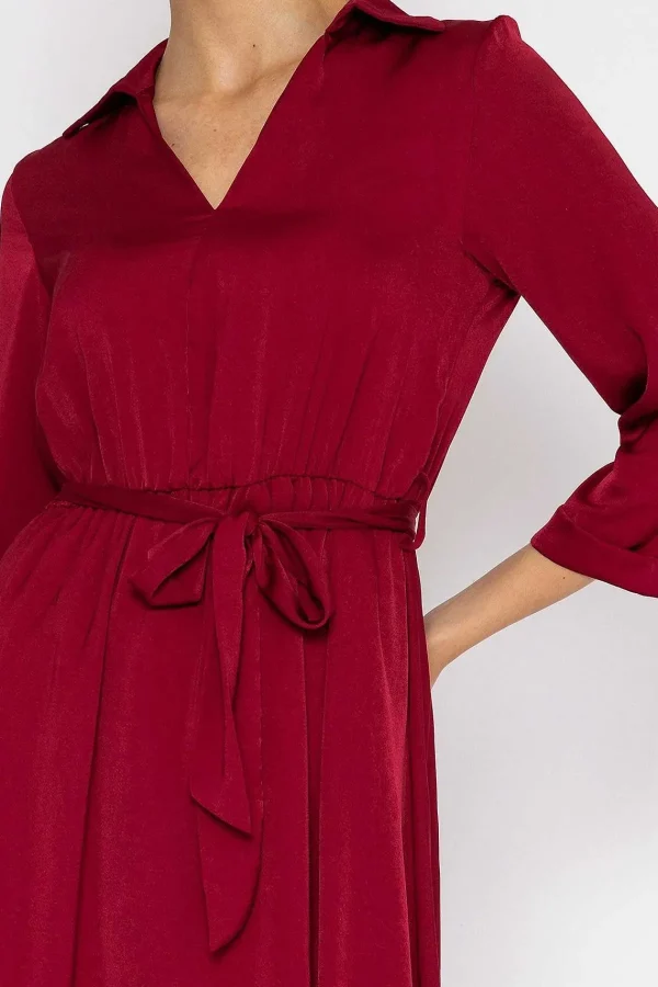 Rowen Avenue Satin V-Neck Dress In Burgundy*Women Dresses & Jumpsuits