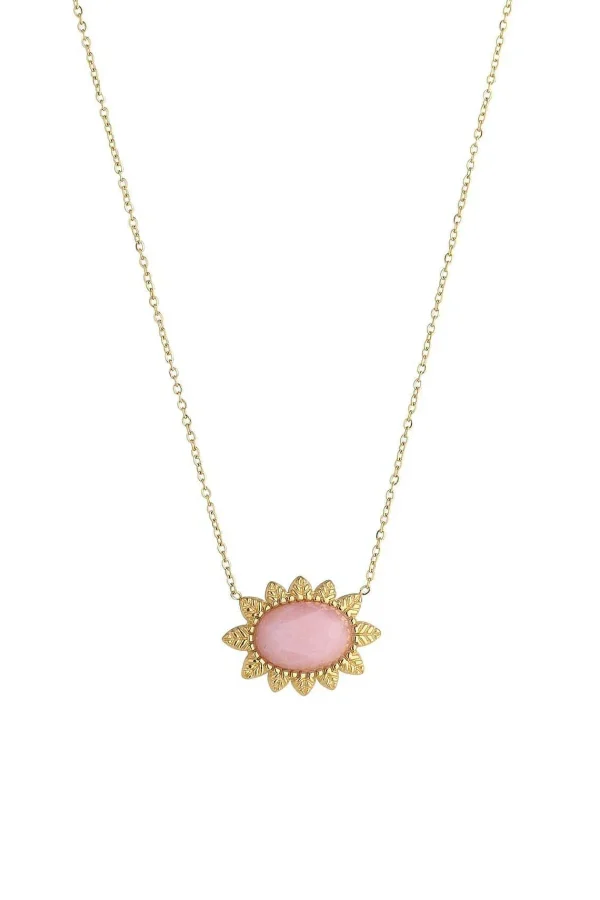 Knight & Day Semi Precious Pink Jade Stone Necklace* Boxed Gifts