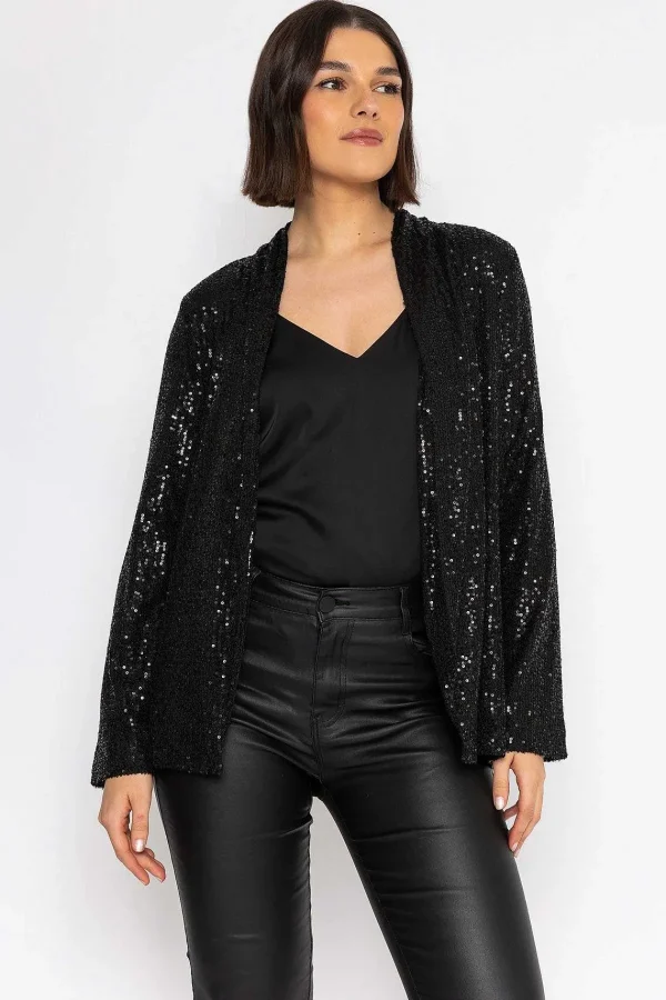 Rowen Avenue Sequin Chuck On Jacket In Black*Women Blazers