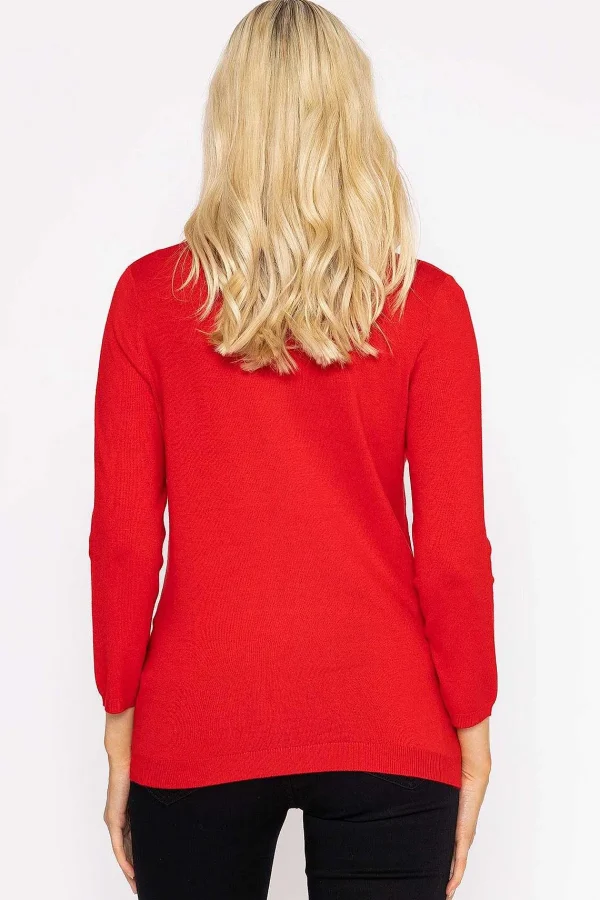 Rowen Avenue Sequin Crew Neck 3/4 Sleeve Knit In Red*Women Jumpers & Cardigans
