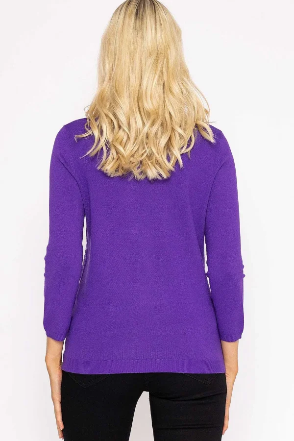 Rowen Avenue Sequin Crew Neck 3/4 Sleeve Knit In Purple*Women Jumpers & Cardigans