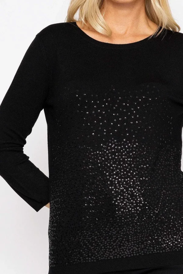 Rowen Avenue Sequin Crew Neck 3/4 Sleeve Knit In Black*Women Jumpers & Cardigans