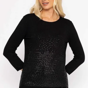 Rowen Avenue Sequin Crew Neck 3/4 Sleeve Knit In Black*Women Jumpers & Cardigans