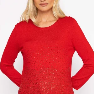 Rowen Avenue Sequin Crew Neck 3/4 Sleeve Knit In Red*Women Jumpers & Cardigans