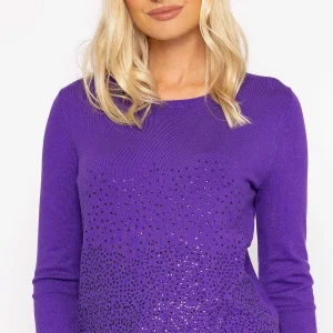 Rowen Avenue Sequin Crew Neck 3/4 Sleeve Knit In Purple*Women Jumpers & Cardigans