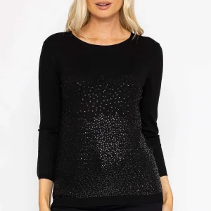 Rowen Avenue Sequin Crew Neck 3/4 Sleeve Knit In Black*Women Jumpers & Cardigans