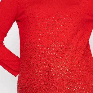 Rowen Avenue Sequin Crew Neck 3/4 Sleeve Knit In Red*Women Jumpers & Cardigans