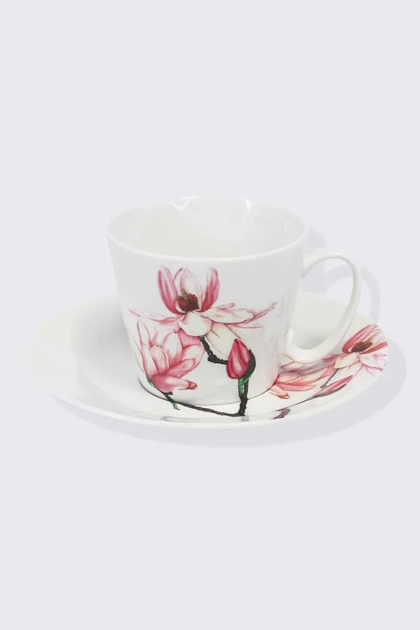 Tipperary Crystal Gift Set Of 2 Cups & Saucers Magnolia & Sweet Pea* Homeware