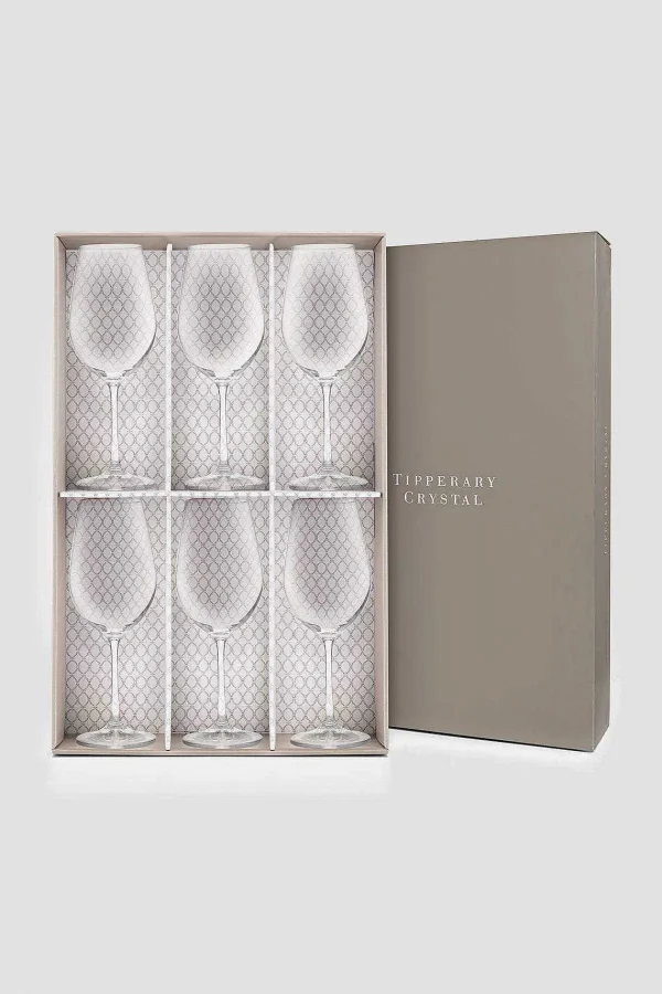 Tipperary Crystal Gift Set Of 6 Elegance Wine Glasses* Homeware