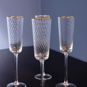 Atticus & Stone Set Of 4 Gold Trimmed Champagne Flutes* Homeware