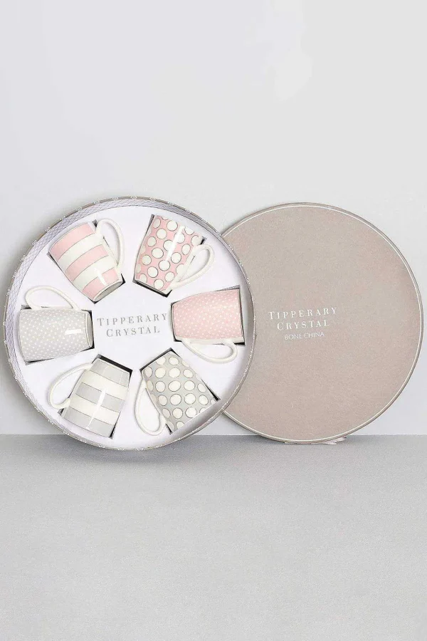 Tipperary Crystal Gift Set Of 6 Spot & Stripe Mugs* Homeware