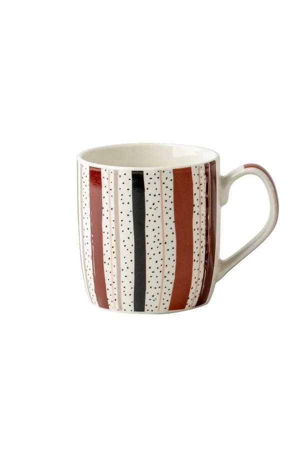 Carraig Donn HOME Set Of 4 Striped Brown Mugs* Homeware