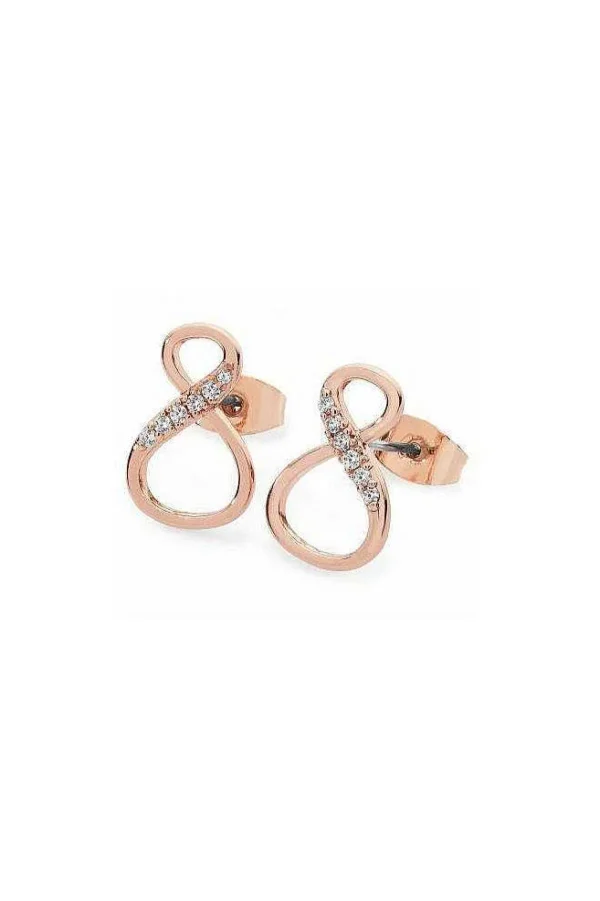 Tipperary Crystal Jewellery 8 Shape Rose Gold Infinity Stud Earrings* Her