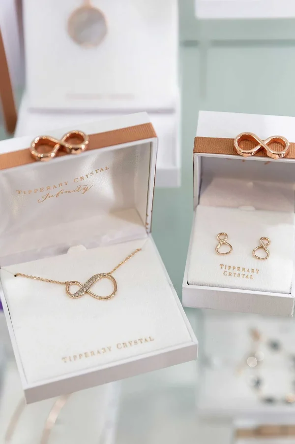 Tipperary Crystal Jewellery 8 Shape Rose Gold Infinity Stud Earrings* Her