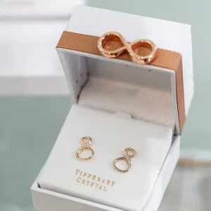Tipperary Crystal Jewellery 8 Shape Rose Gold Infinity Stud Earrings* Her