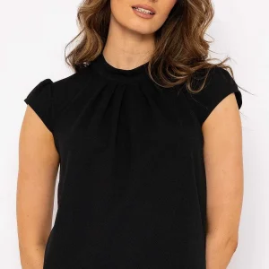 J'aime la Vie Short Cap Sleeve Top In Black*Women Tops & Blouses