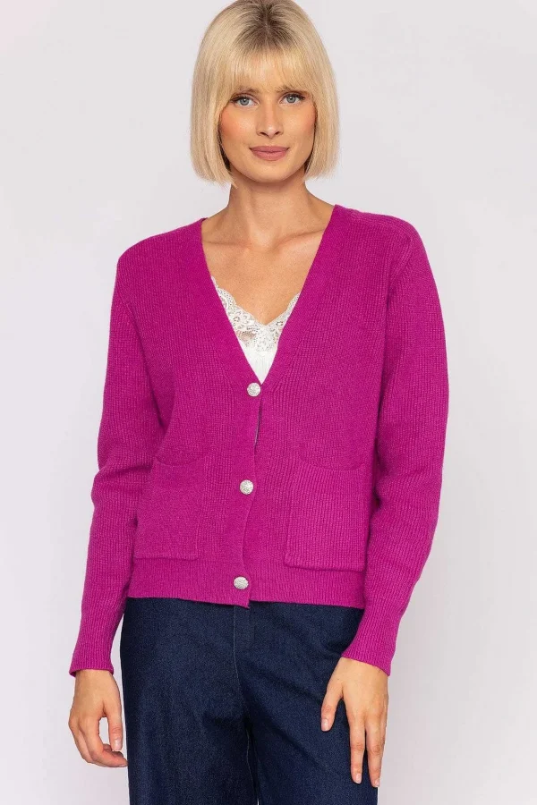 J'aime la Vie Short Cardigan In Magenta*Women Jumpers & Cardigans