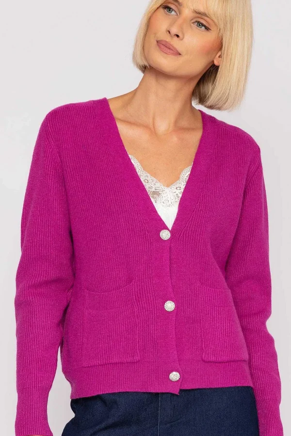 J'aime la Vie Short Cardigan In Magenta*Women Jumpers & Cardigans