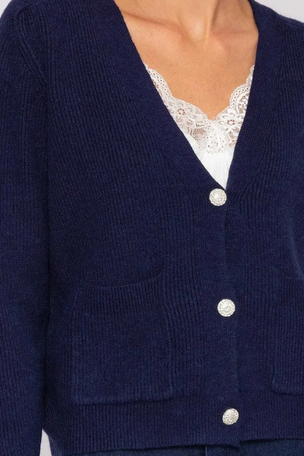 J'aime la Vie Short Cardigan In Navy*Women Jumpers & Cardigans