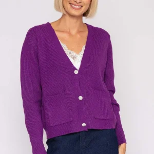 J'aime la Vie Short Cardigan In Purple*Women Jumpers & Cardigans