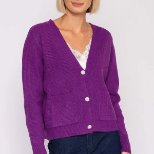 J'aime la Vie Short Cardigan In Purple*Women Jumpers & Cardigans