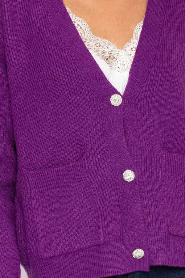 J'aime la Vie Short Cardigan In Purple*Women Jumpers & Cardigans