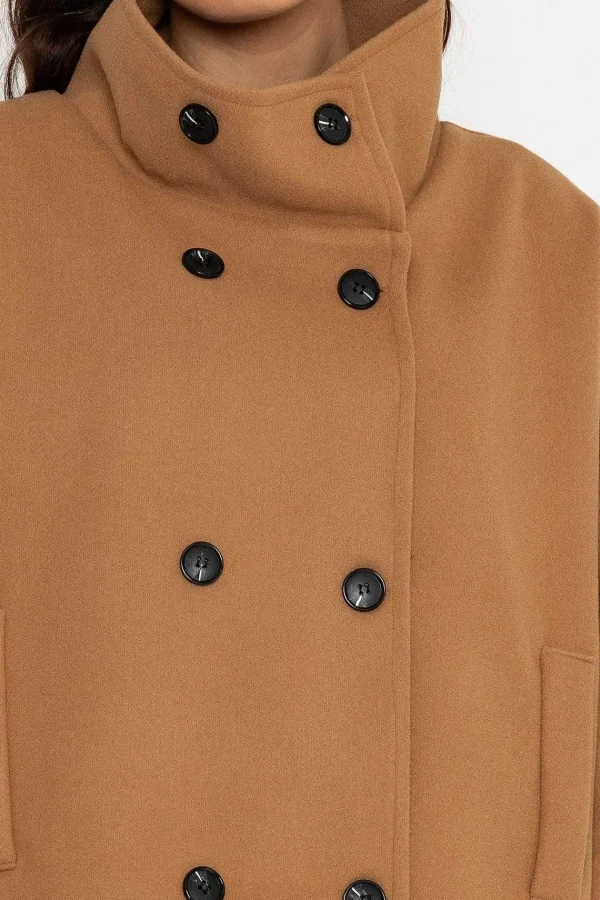 Pala D'oro Short Funnel Neck Jacket In Camel*Women Coats & Jackets
