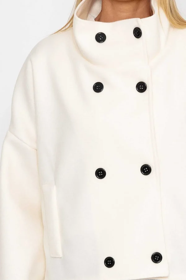 Pala D'oro Short Funnel Neck Jacket In White*Women Coats & Jackets