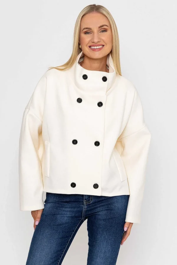 Pala D'oro Short Funnel Neck Jacket In White*Women Coats & Jackets