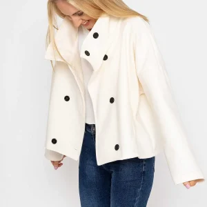 Pala D'oro Short Funnel Neck Jacket In White*Women Coats & Jackets
