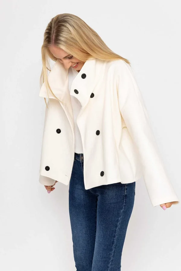 Pala D'oro Short Funnel Neck Jacket In White*Women Coats & Jackets