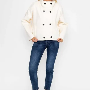Pala D'oro Short Funnel Neck Jacket In White*Women Coats & Jackets
