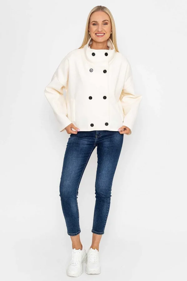 Pala D'oro Short Funnel Neck Jacket In White*Women Coats & Jackets