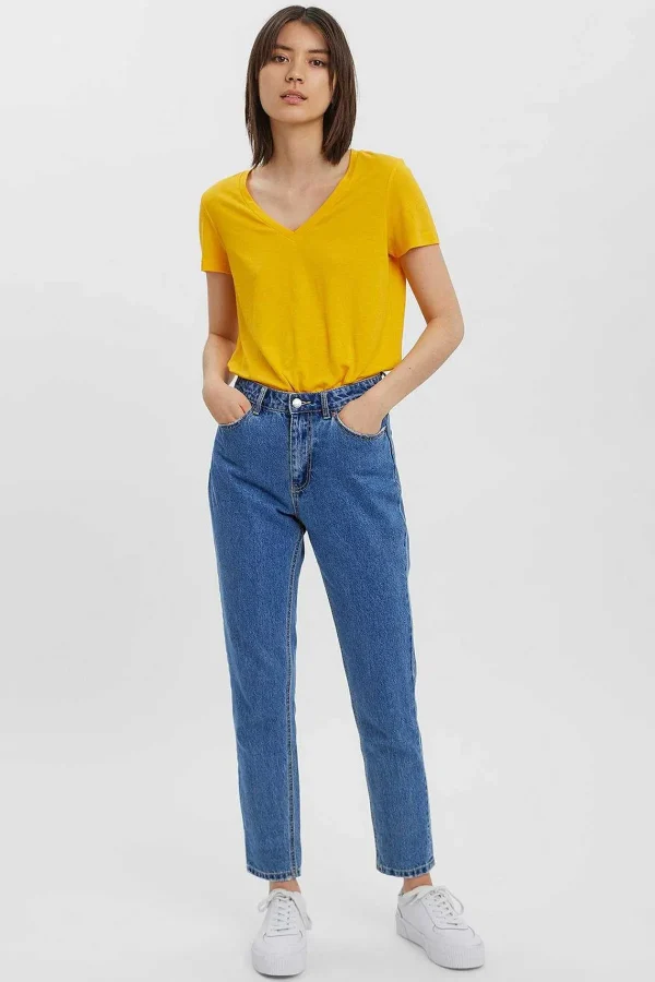Vero Moda Short Sleeve V-Neck Top In Yellow*Women Tops & Blouses