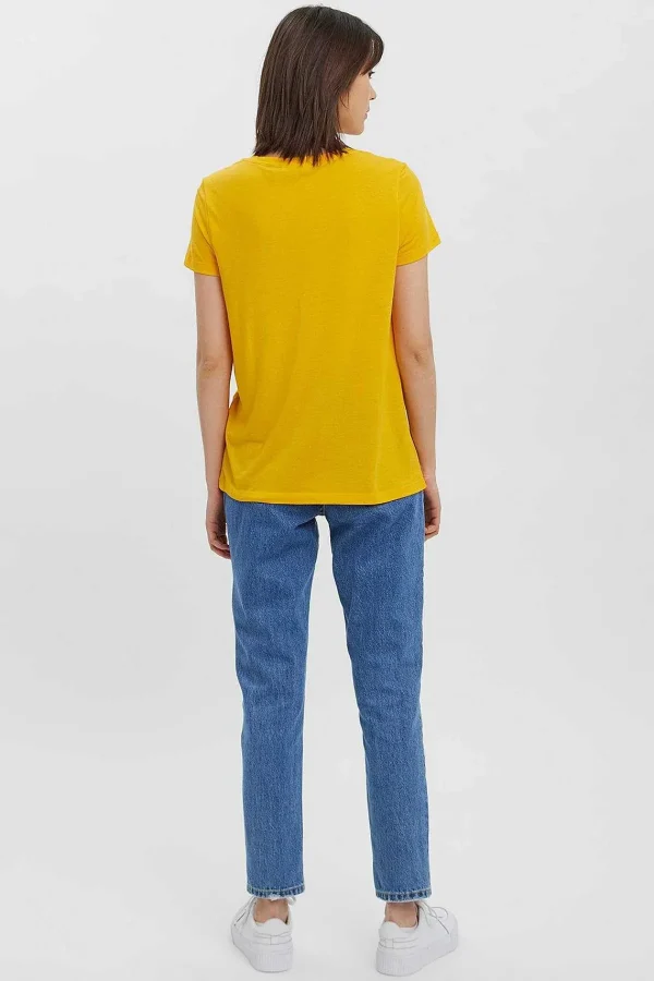 Vero Moda Short Sleeve V-Neck Top In Yellow*Women Tops & Blouses