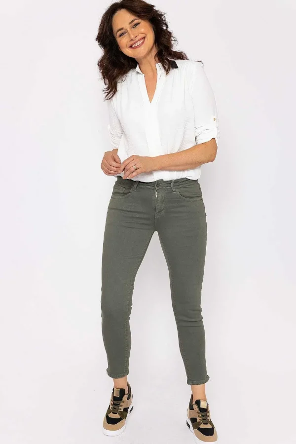 J'aime la Vie Short Zip Jeans In Khaki*Women Jeans & Trousers