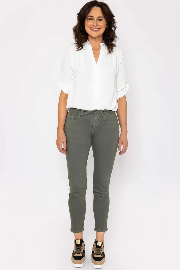 J'aime la Vie Short Zip Jeans In Khaki*Women Jeans & Trousers