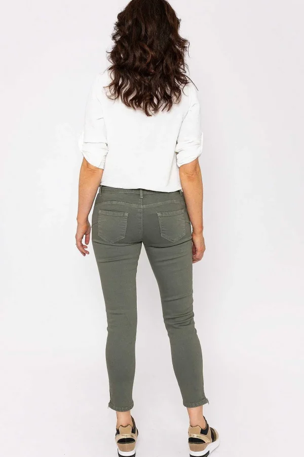 J'aime la Vie Short Zip Jeans In Khaki*Women Jeans & Trousers