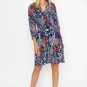 Pala D'oro Sienna Navy Animal Print Knee Length Dress*Women Dresses & Jumpsuits