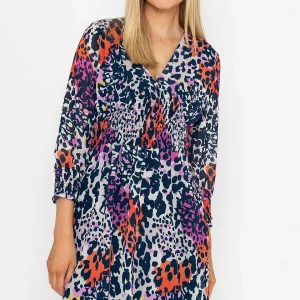 Pala D'oro Sienna Navy Animal Print Knee Length Dress*Women Dresses & Jumpsuits