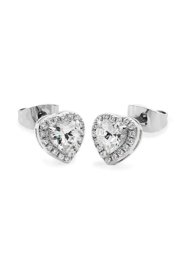 Tipperary Crystal Jewellery Silver Diamante Heart Earrings* Earrings