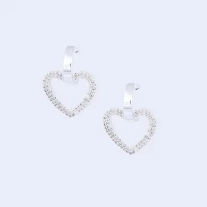 Knight & Day Silver Hoop & Heart Earrings* Jewellery