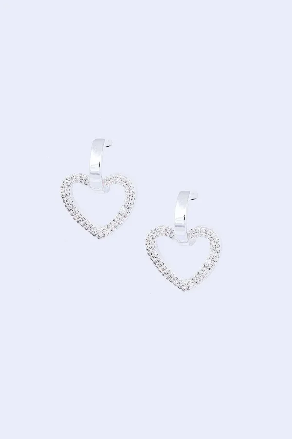 Knight & Day Silver Hoop & Heart Earrings* Jewellery