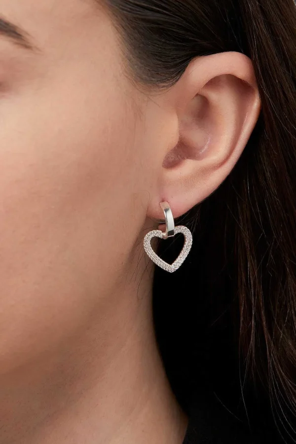 Knight & Day Silver Hoop & Heart Earrings* Jewellery