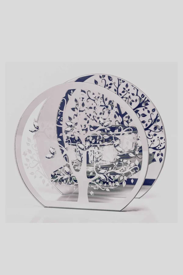 Newgrange Living Silver Mirrored Tree T-Light Holder* Homeware