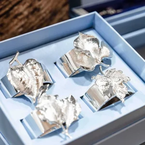 Newbridge Silverware Silver Plated Leaf Napkin Rings Set Of 4* Homeware