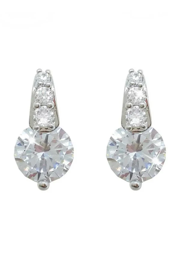 Tipperary Crystal Jewellery Silver Round Earrings With Pave Bale* Boxed Gifts