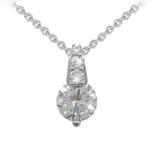 Tipperary Crystal Jewellery Silver Round Stone Pendant With Pave Bale* Necklaces