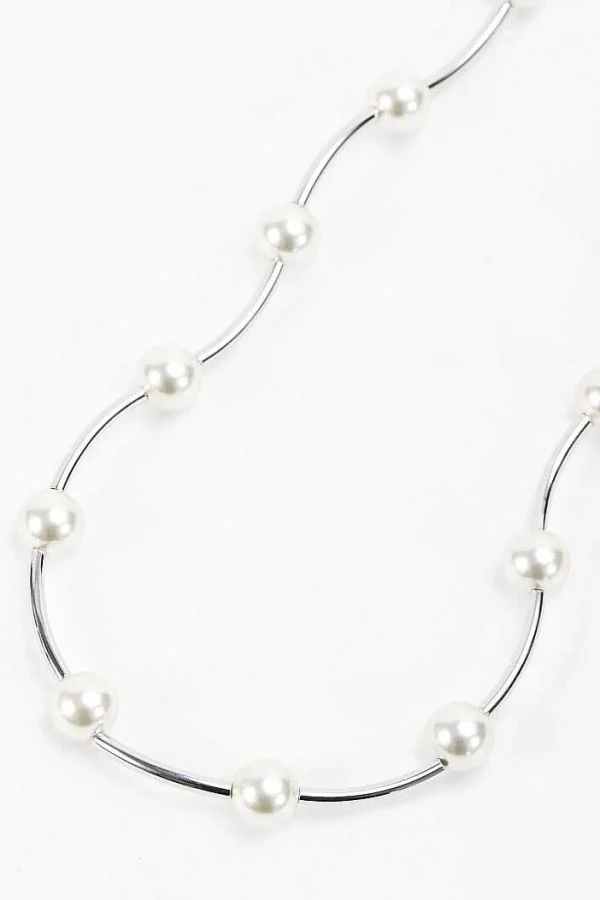 Soul Jewellery Silver Tone Curved Pearl Necklace* Necklaces